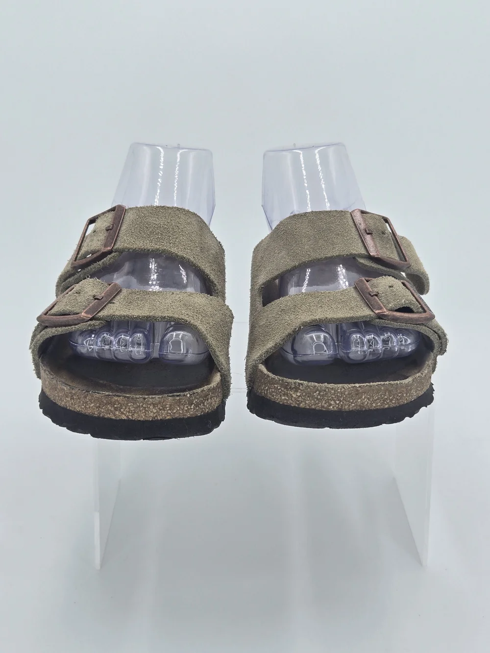 Birkenstock Arizona Two-Buckle Suede Slide Sandals in Taupe Women's Size 7-7.5 - Picture 7 of 14